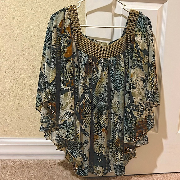 🦋🦋BOHOBandolino butterfly sleevesOpensUpwithArms MovementBeautifulColorsEUC.M - Picture 2 of 9